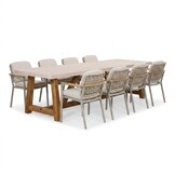 Velora/Montana beige dining tuinset | 8 personen | polystone + aluminium | 300cm