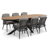 Texas/Alicante antraciet dining tuinset | 6 personen | polywood + wicker | 260cm