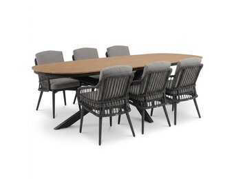 Texas/Alicante antraciet dining tuinset | 6 personen | polywood + wicker | 260cm