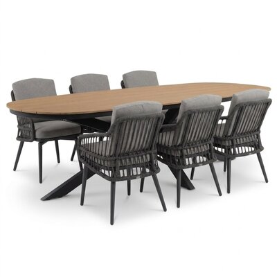Texas/Alicante antraciet dining tuinset | 6 personen | polywood + wicker | 260cm