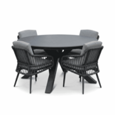 York/Alicante antraciet dining tuinset | 4 personen | sintered stone + wicker | 150cm rond