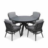 York/Vedra antraciet dining tuinset | 4 personen | sintered stone + touw | 150cm rond