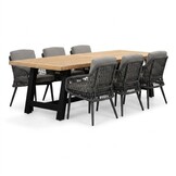 James/Vedra antraciet dining tuinset | 6 personen | teakhout + touw | 260cm