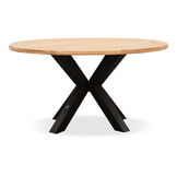 Cleve/Vedra antraciet dining tuinset | 6 personen | teakhout + touw | Ø140cm rond
