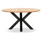 Cleve/Vedra antraciet dining tuinset | 6 personen | teakhout + touw | Ø140cm rond