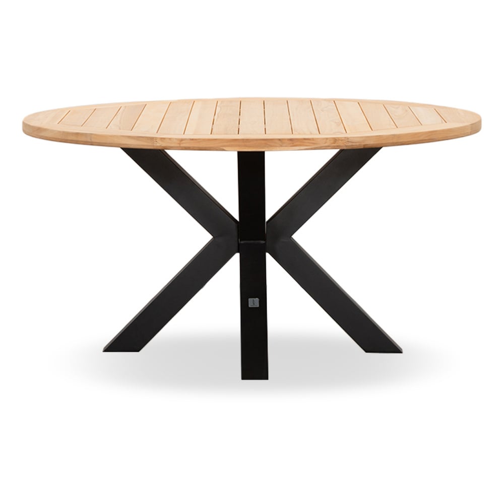 Cleve/Vedra antraciet dining tuinset | 6 personen | teakhout + touw | Ø140cm rond
