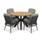 LUX outdoor living Cleve/Vedra antraciet dining tuinset | 4 personen | teakhout + touw | 120cm rond