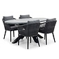 BUITEN living Stockholm/Vedra antraciet dining tuinset | 4 personen | polystone + touw | 200cm