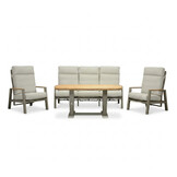 Brighton stoel-bank loungeset - verstelbaar 5 personen | aluminium + teak | beige | 4-delig