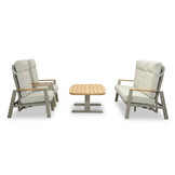 Brighton stoel-bank loungeset - verstelbaar 5 personen | aluminium + teak | beige | 4-delig