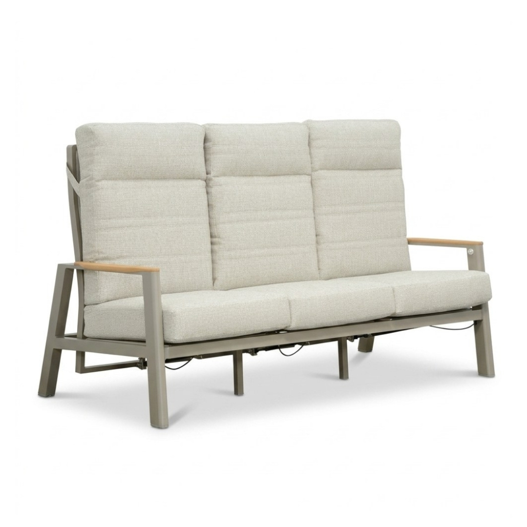 Brighton stoel-bank loungeset - verstelbaar 5 personen | aluminium + teak | beige | 4-delig