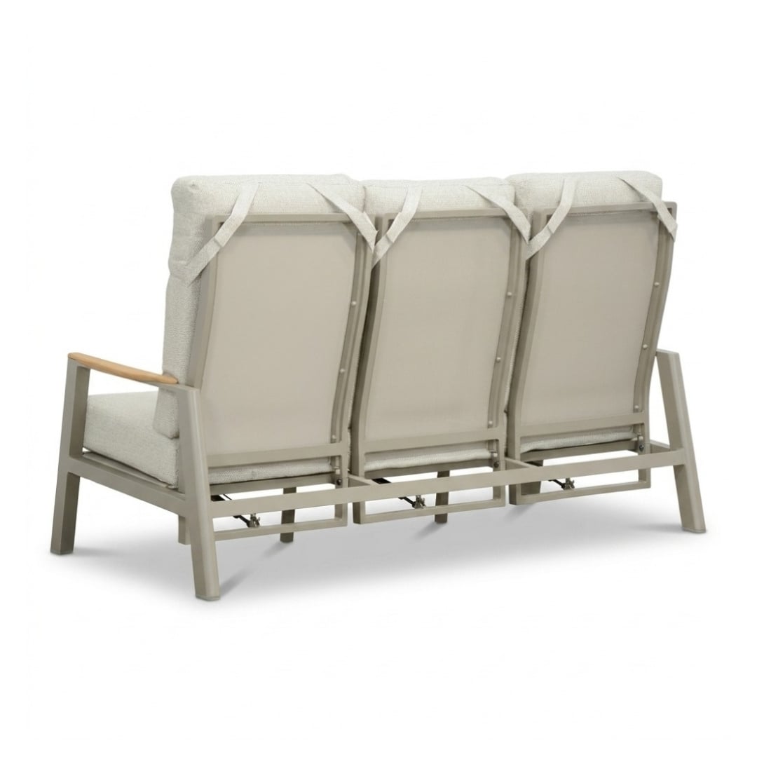 Brighton stoel-bank loungeset - verstelbaar 5 personen | aluminium + teak | beige | 4-delig