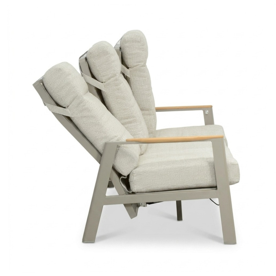 Brighton stoel-bank loungeset - verstelbaar 5 personen | aluminium + teak | beige | 4-delig