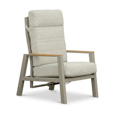 Brighton loungestoel | aluminium + teak | beige