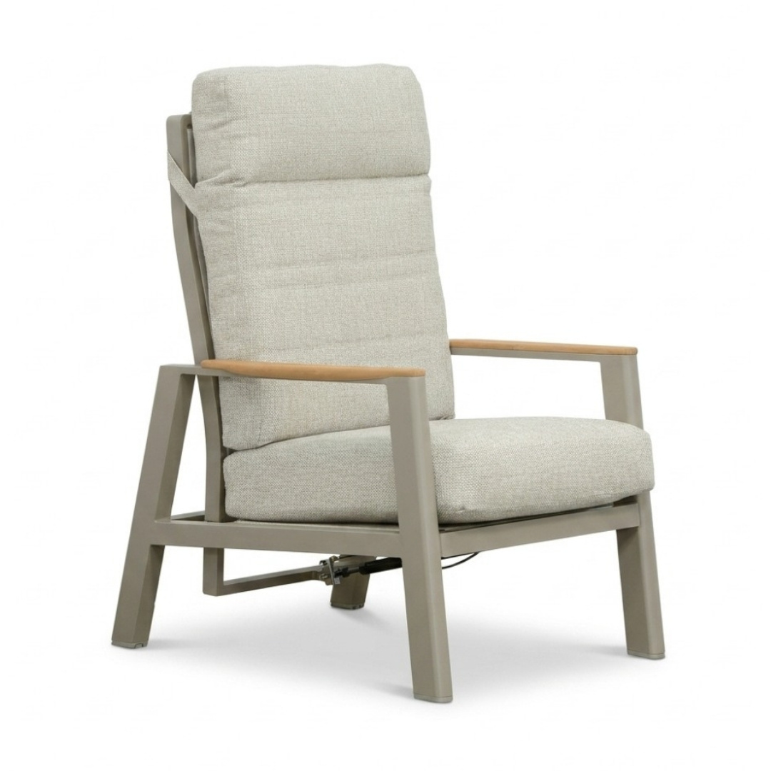 Brighton loungestoel | aluminium + teak | beige