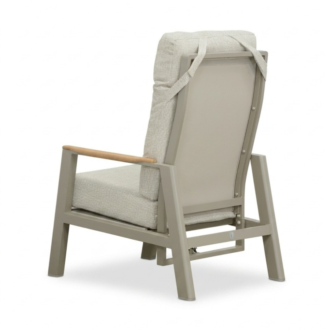 Brighton loungestoel | aluminium + teak | beige