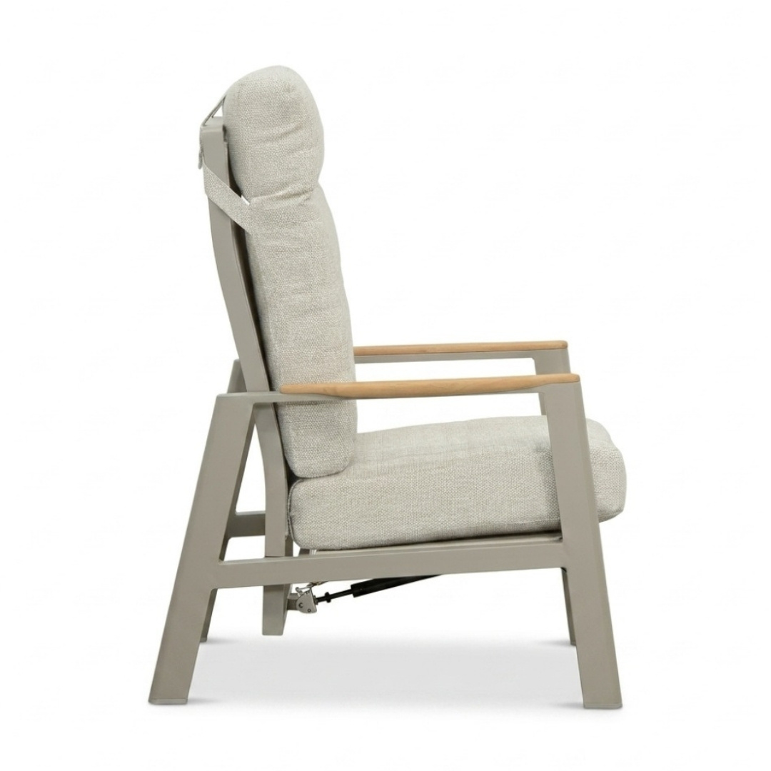 Brighton loungestoel | aluminium + teak | beige