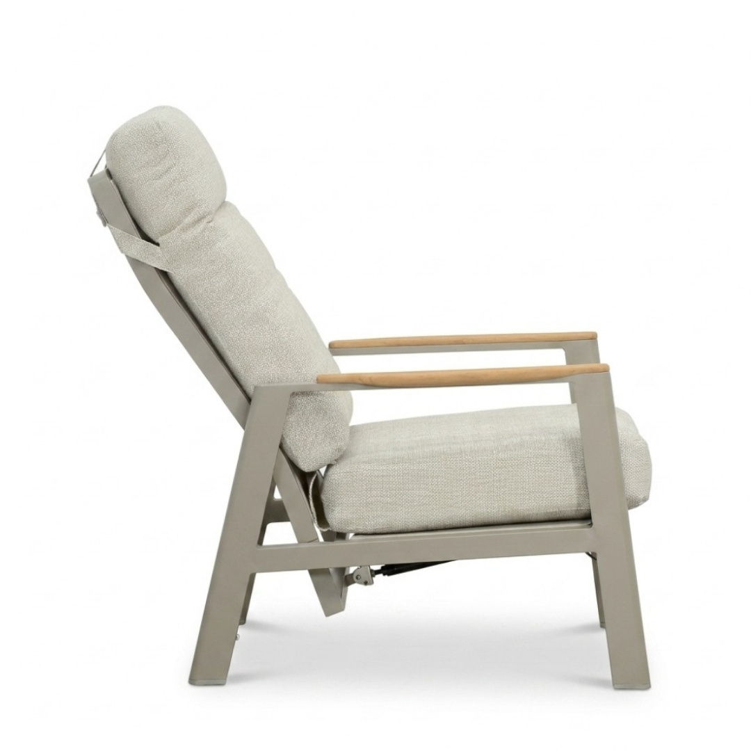 Brighton loungestoel | aluminium + teak | beige