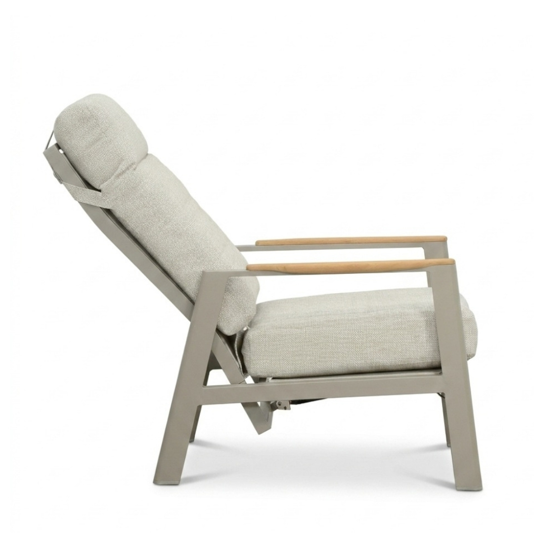 Brighton loungestoel | aluminium + teak | beige