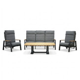 Brighton stoel-bank loungeset - verstelbaar 5 personen | aluminium + teak | antraciet | 4-delig