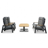 Brighton stoel-bank loungeset - verstelbaar 5 personen | aluminium + teak | antraciet | 4-delig