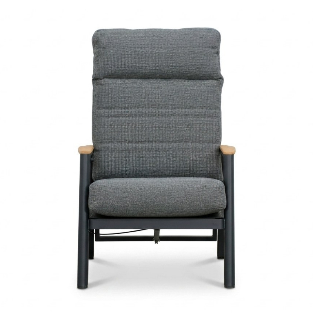 Brighton stoel-bank loungeset - verstelbaar 5 personen | aluminium + teak | antraciet | 4-delig