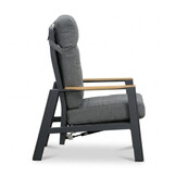 Brighton stoel-bank loungeset - verstelbaar 5 personen | aluminium + teak | antraciet | 4-delig