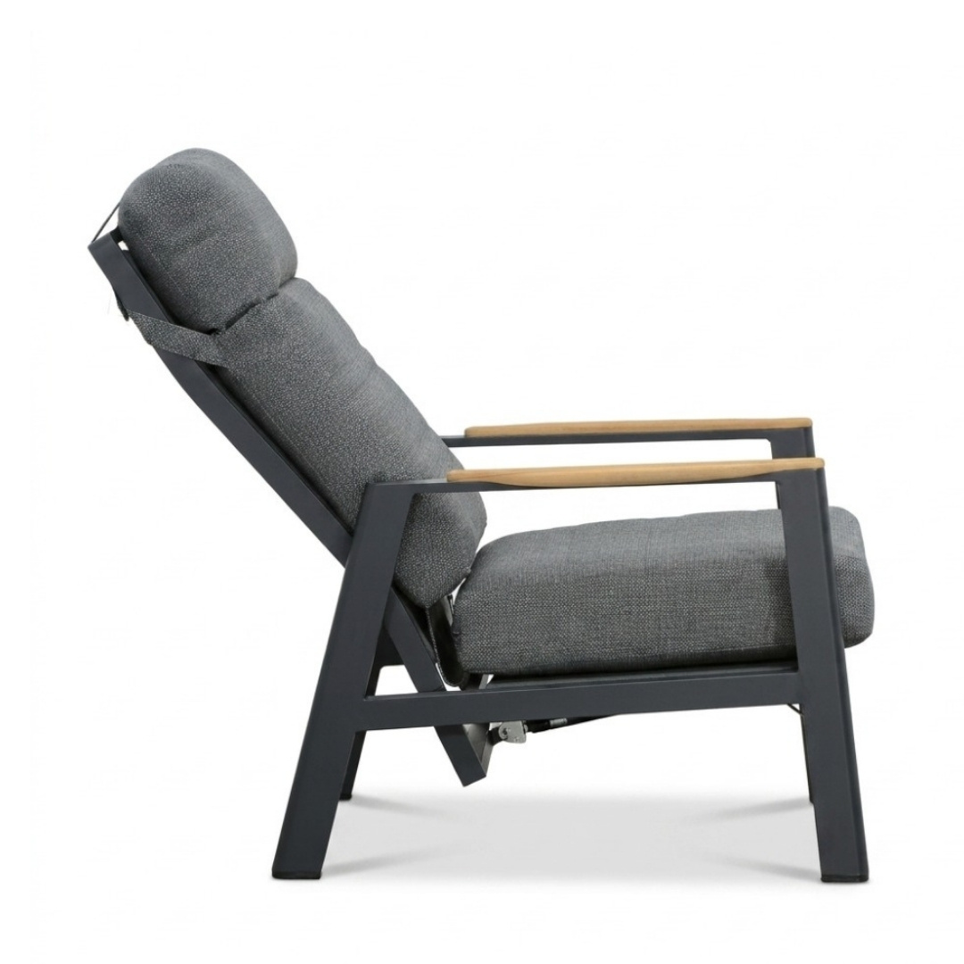 Brighton stoel-bank loungeset - verstelbaar 5 personen | aluminium + teak | antraciet | 4-delig