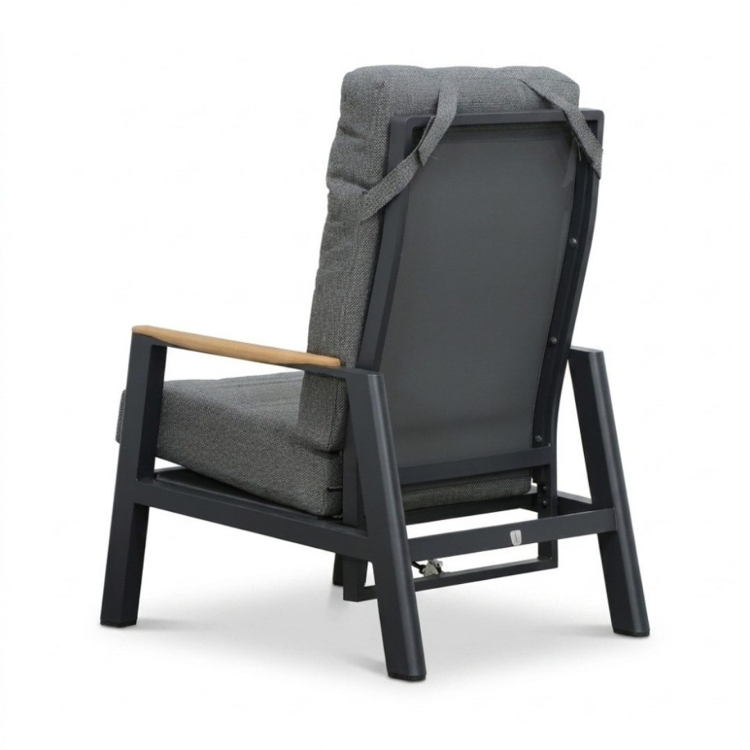 Brighton stoel-bank loungeset - verstelbaar 5 personen | aluminium + teak | antraciet | 4-delig
