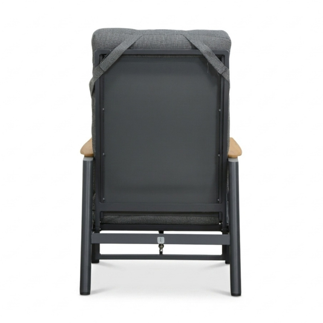 Brighton stoel-bank loungeset - verstelbaar 5 personen | aluminium + teak | antraciet | 4-delig