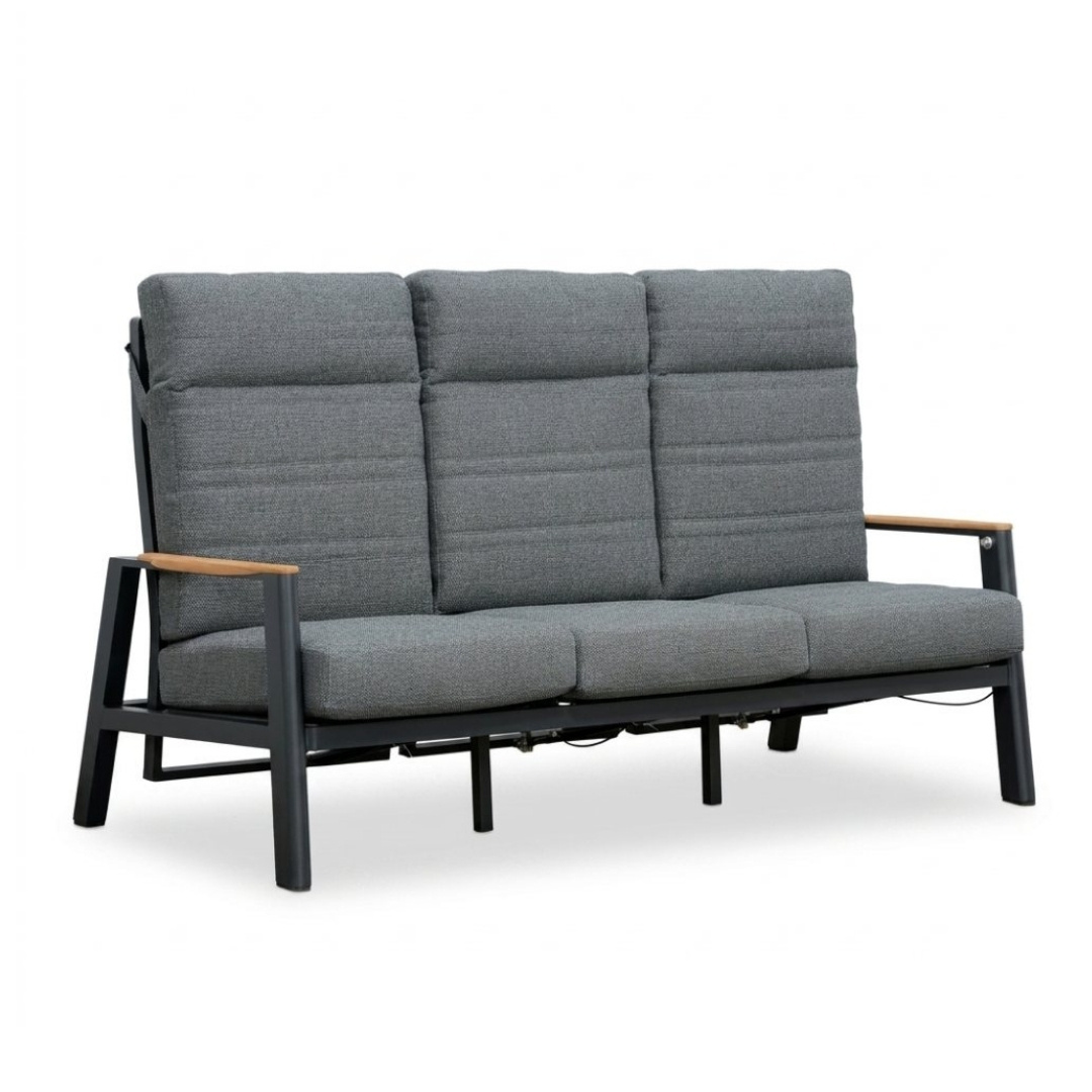 Brighton stoel-bank loungeset - verstelbaar 5 personen | aluminium + teak | antraciet | 4-delig