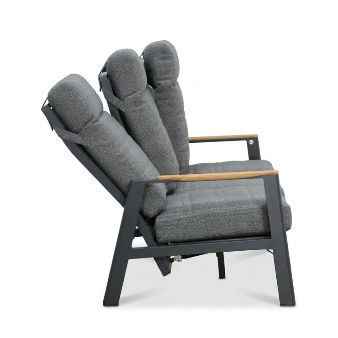 Brighton stoel-bank loungeset - verstelbaar 5 personen | aluminium + teak | antraciet | 4-delig