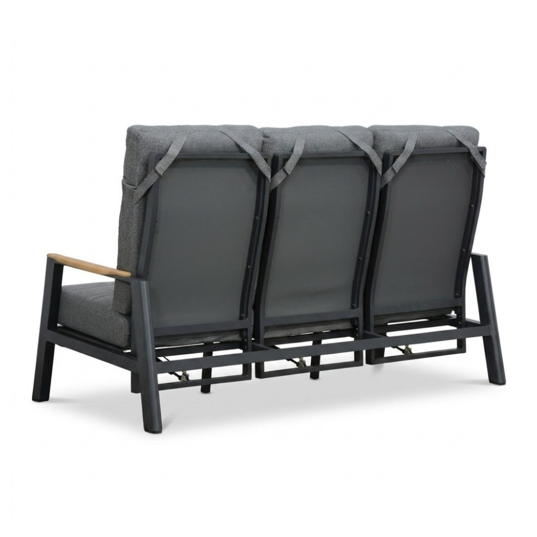 Brighton stoel-bank loungeset - verstelbaar 5 personen | aluminium + teak | antraciet | 4-delig