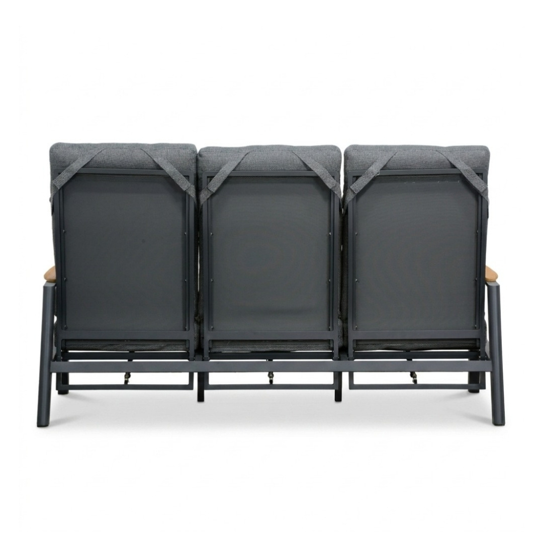 Brighton stoel-bank loungeset - verstelbaar 5 personen | aluminium + teak | antraciet | 4-delig