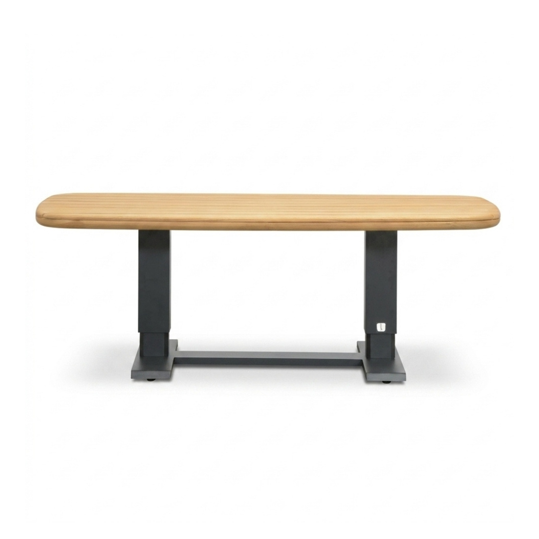 Brighton stoel-bank loungeset - verstelbaar 5 personen | aluminium + teak | antraciet | 4-delig