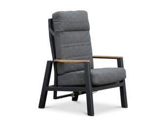 Brighton loungestoel | aluminium + teak | antraciet