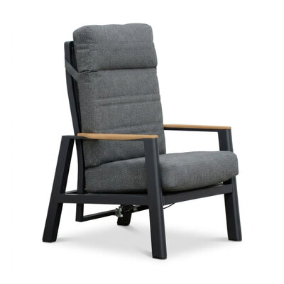 Brighton loungestoel | aluminium + teak | antraciet
