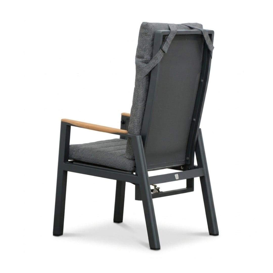 Brighton dining tuinstoel | aluminium + teak | antraciet