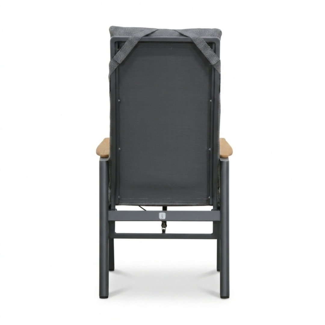 Brighton dining tuinstoel | aluminium + teak | antraciet