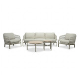 Puglia stoel-bank loungeset 5 personen incl. tafels | touw + aluminium | beige | 5-delig
