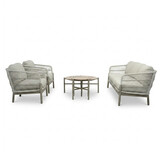 Puglia stoel-bank loungeset 5 personen incl. tafels | touw + aluminium | beige | 5-delig