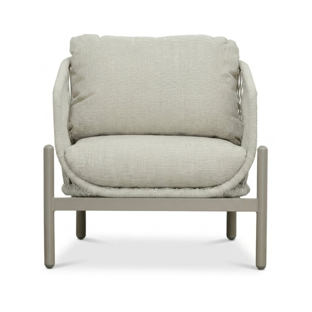 Puglia stoel-bank loungeset 5 personen incl. tafels | touw + aluminium | beige | 5-delig