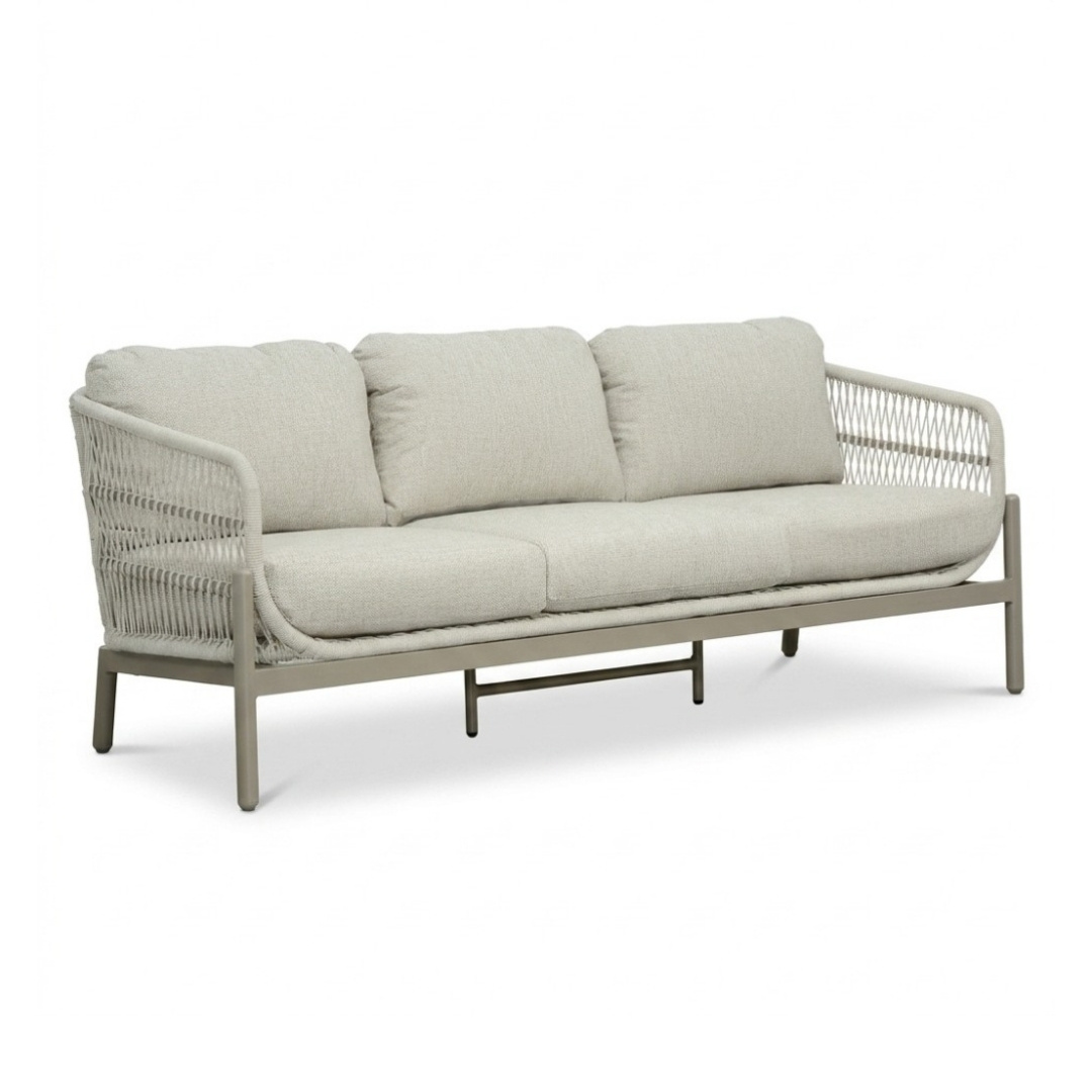 Puglia stoel-bank loungeset 5 personen incl. tafels | touw + aluminium | beige | 5-delig
