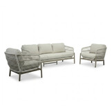 Puglia stoel-bank loungeset 5 personen | touw + aluminium | beige | 3-delig
