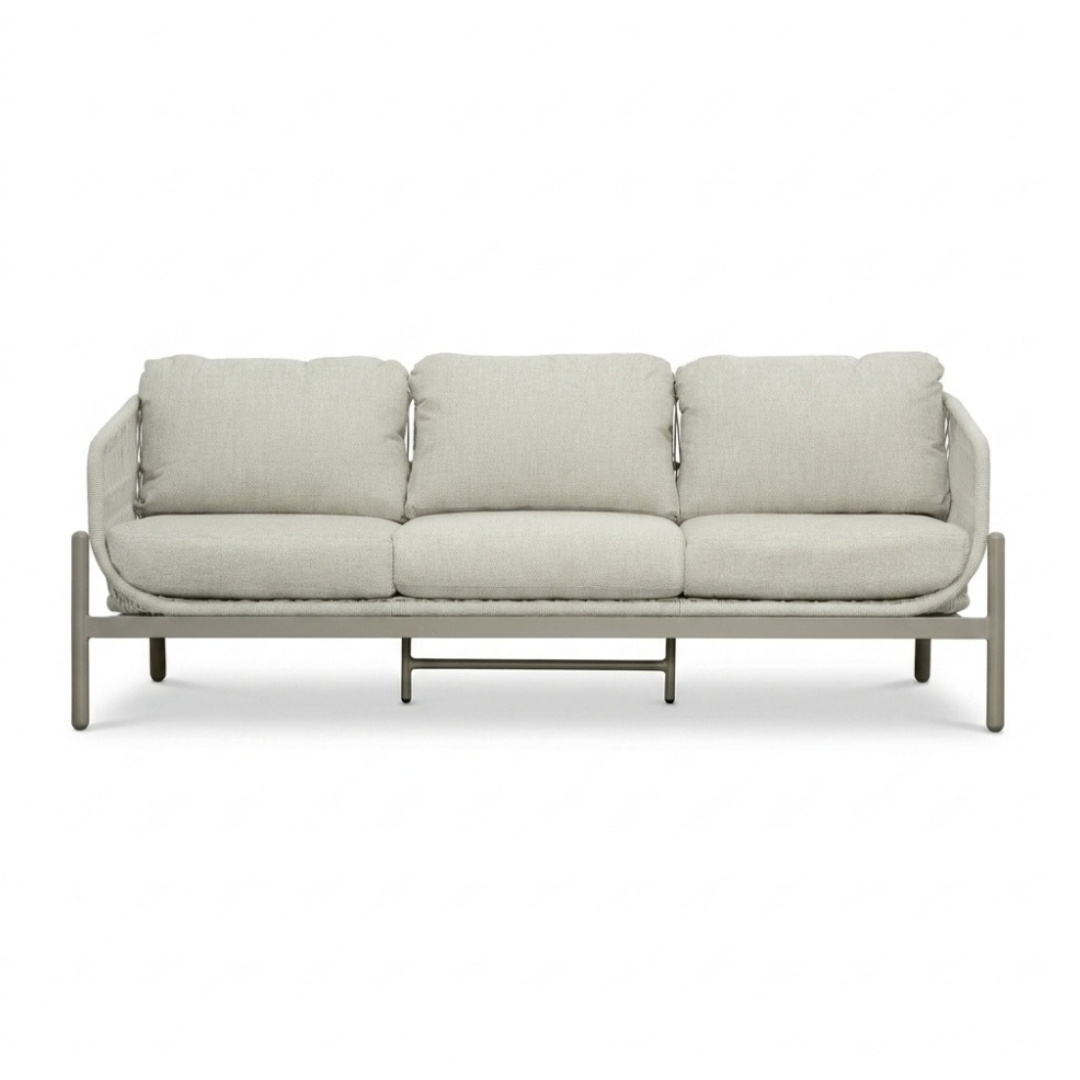 Puglia stoel-bank loungeset 5 personen | touw + aluminium | beige | 3-delig