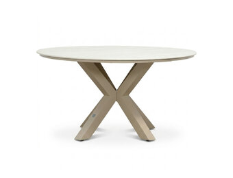 Calma dining tuintafel 5 personen | sintered stone + aluminium | Marble Latte | 140cm rond