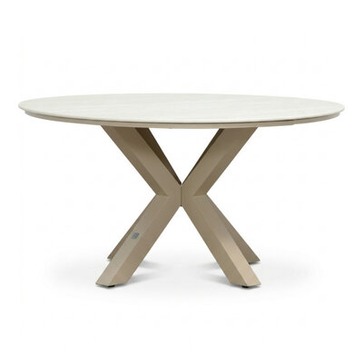 Calma dining tuintafel 5 personen | sintered stone + aluminium | Marble Latte | 140cm rond