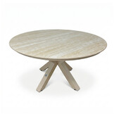 Calma dining tuintafel 5 personen | sintered stone + aluminium | Marble Latte | 140cm rond