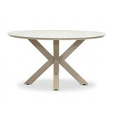 Calma dining tuintafel 5 personen | sintered stone + aluminium | Marble Latte | 140cm rond