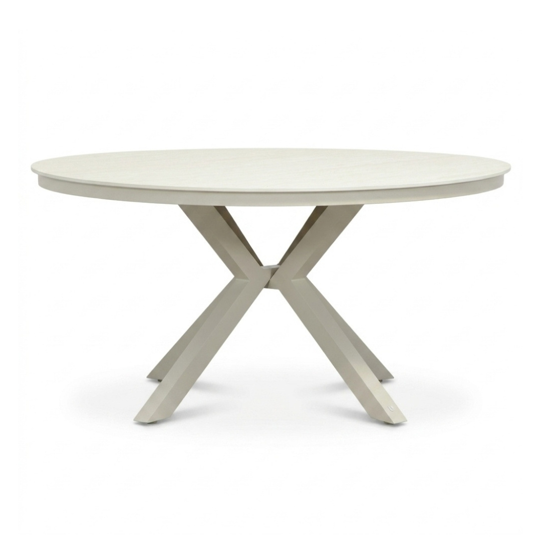 Cuba dining tuintafel 5 personen | sintered stone + aluminium | beige | 144cm rond